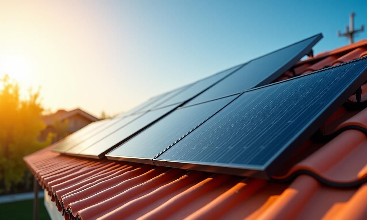 Tetto moderno con pannelli solari ad alta efficienza